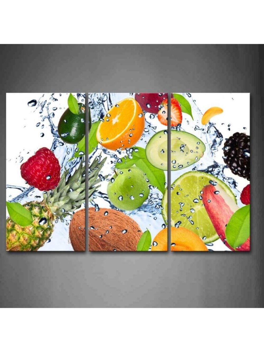 Vibrant Fruit Splash Canvas Wall Art - Colorful Food Decor for Home & Gifts